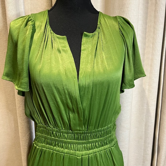 Free People Green Satin Wide Leg Jumpsuit Size S - Picture 4 of 16